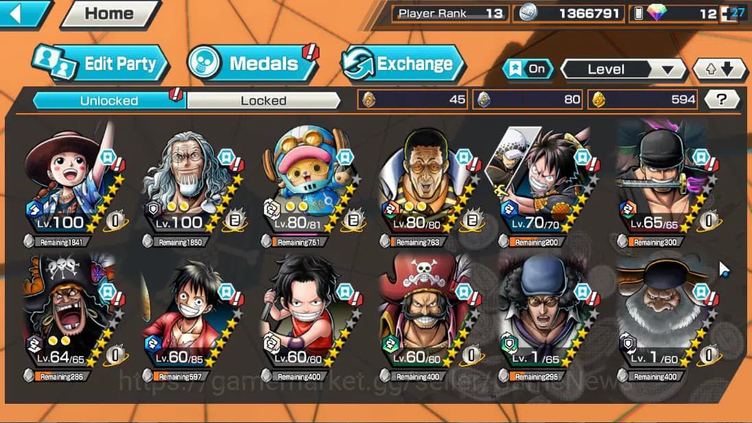 One Piece Bounty Rush Accounts Global| 6 EX| T5E Jaygarcia,T4E Marshall,AMS[Borsa image 4