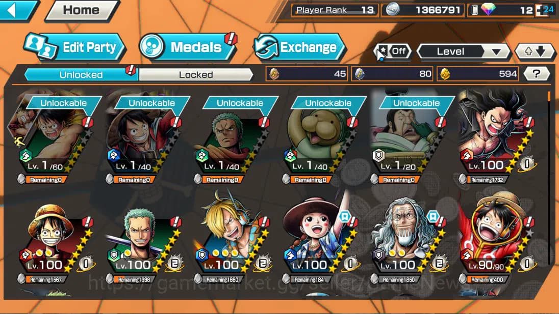 One Piece Bounty Rush Accounts Global| 6 EX| T5E Jaygarcia,T4E Marshall,AMS[Borsa image 5