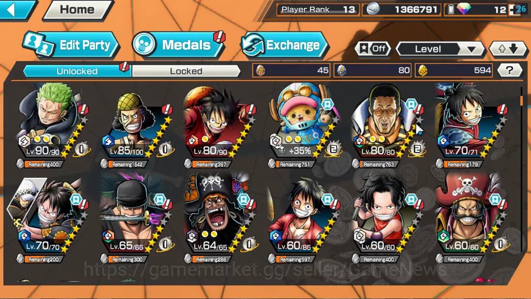 One Piece Bounty Rush Accounts Global| 6 EX| T5E Jaygarcia,T4E Marshall,AMS[Borsa image 6
