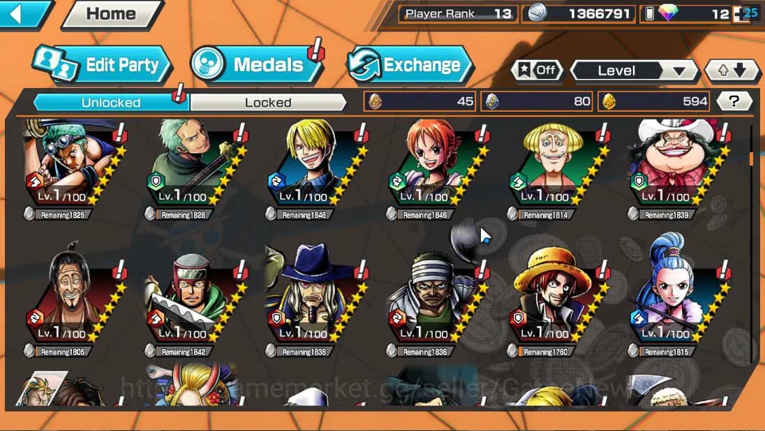 One Piece Bounty Rush Accounts Global| 6 EX| T5E Jaygarcia,T4E Marshall,AMS[Borsa image 7