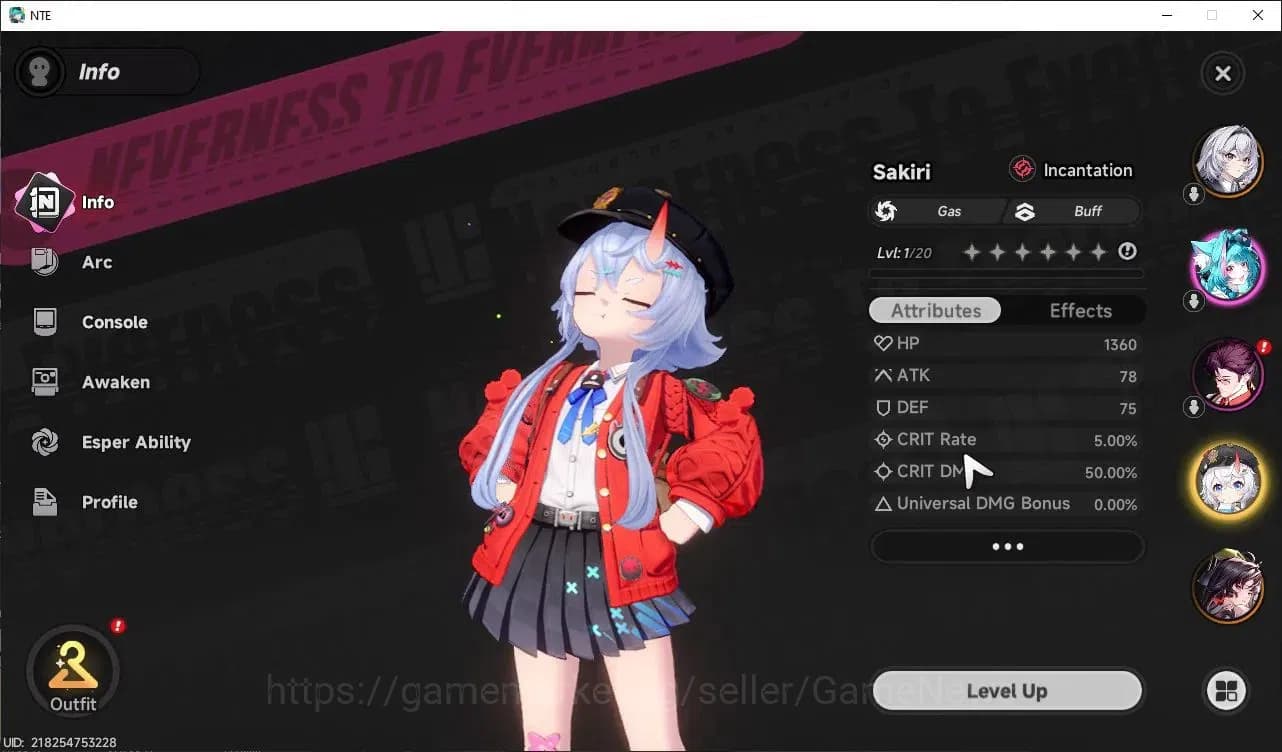 Neverness to Everness Accounts Global NA |HL 3| 2 SSR Hotori, Sakiri + Sign |Sele image 2