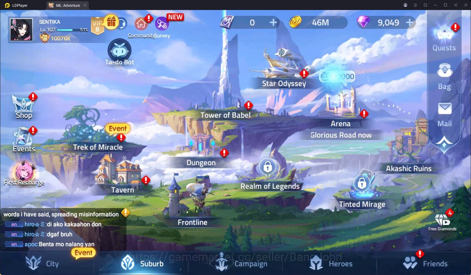 Mobile Legends: Adventure Accounts SERVER 75001 | LVL 107 | HERO 120 | 1UR GENESIS SH image 8