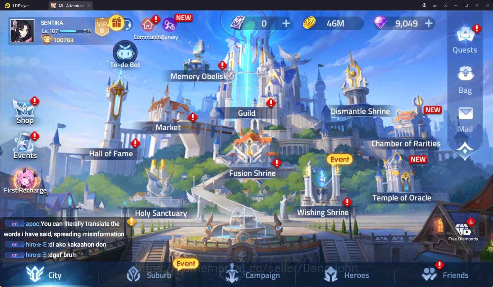 Mobile Legends: Adventure Accounts SERVER 75001 | LVL 107 | HERO 120 | 1UR GENESIS SH image 9