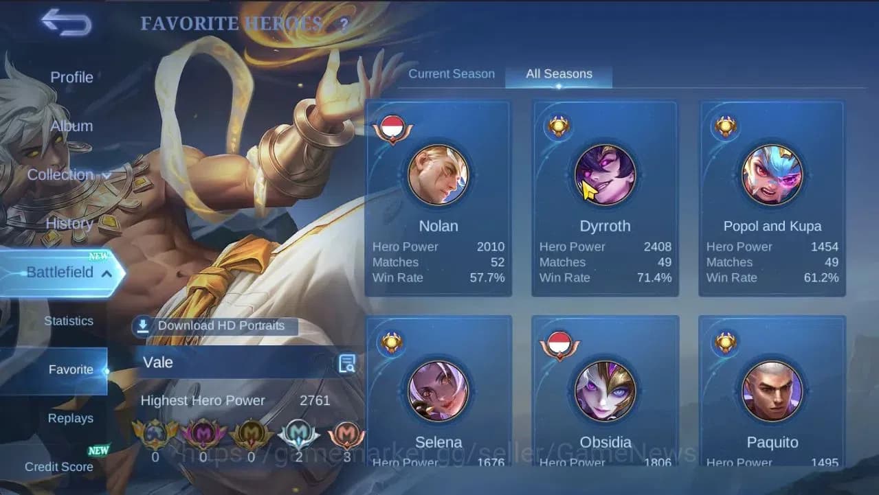 Mobile Legends: Bang Bang Accounts Hero 132|Skin226|High Glory 74|CC Natalia,SS Badan image 7