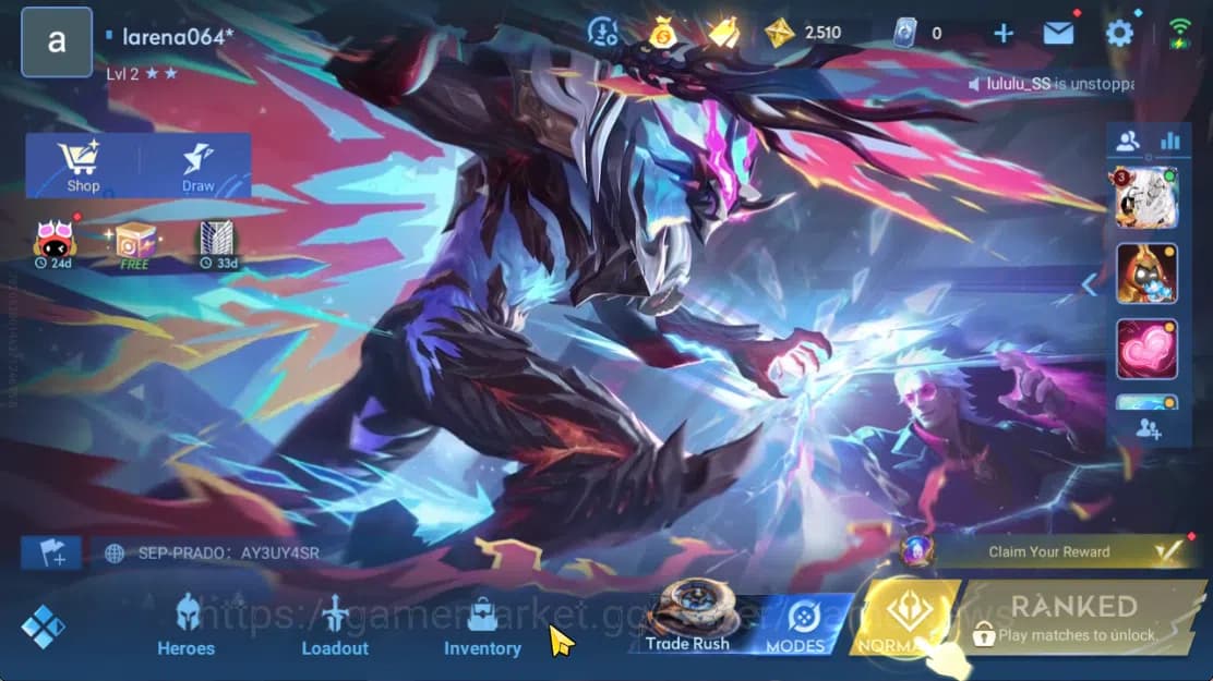Honor of Kings Accounts Hero 7 |Starter with Legend Skin Selection Chest(D image 1