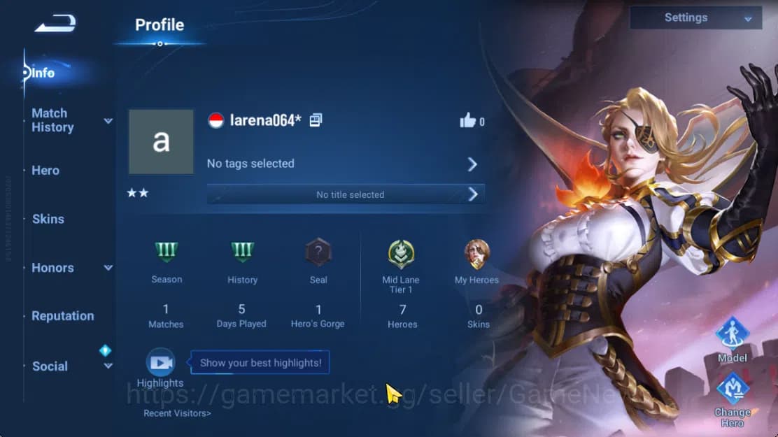 Honor of Kings Accounts Hero 7 |Starter with Legend Skin Selection Chest(D image 2