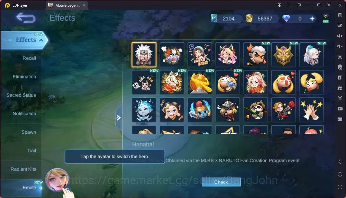 Mobile Legends: Bang Bang Accounts GLOBAL Hero 103 Skin 187|11.11 Haya|Sandrio Change image 1