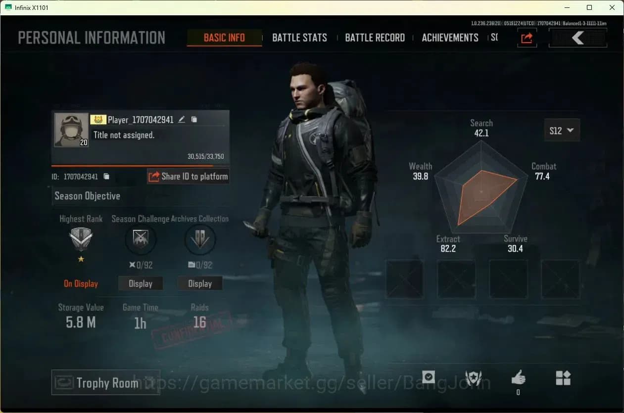 Arena Breakout Accounts Mobile | | LV 20 | SV 5.8 M | CV 3.9 M | Speed SQB image 1