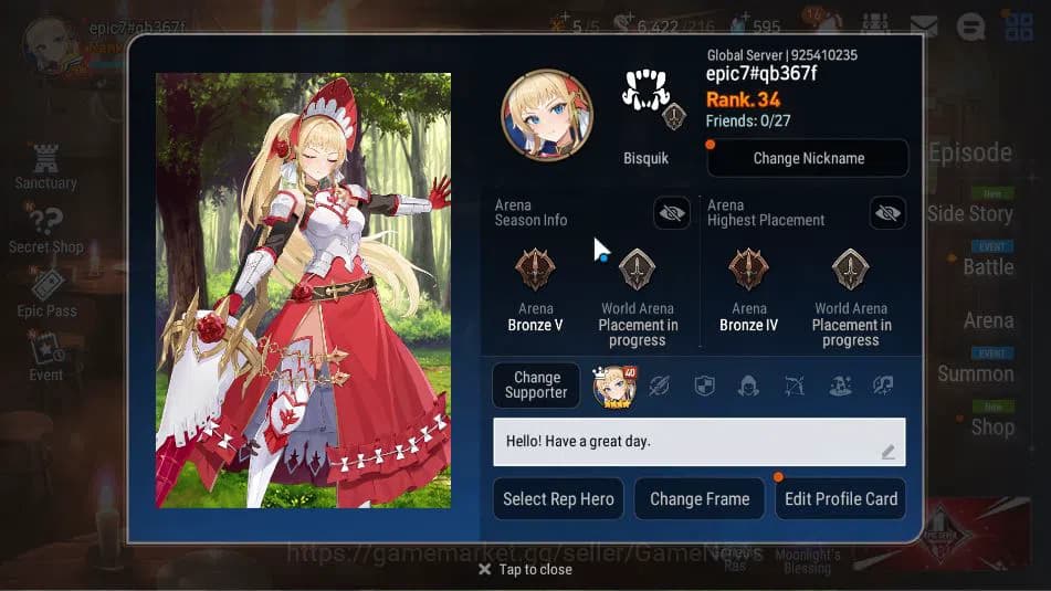 Epic Seven Accounts GLOBAL Unverif| 8 ML (Belian,NC Landy,AC Leika,Etc image 1