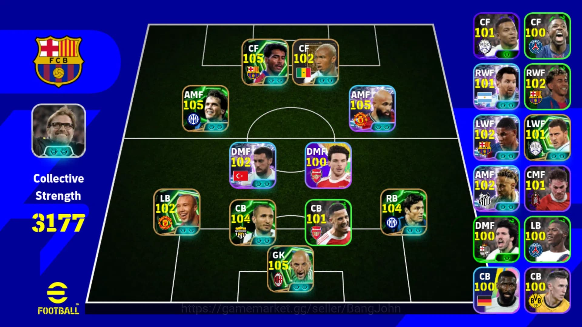 eFootball Accounts "Power 3177 | Romario Epic DB | Bryan Mbeumo Show image 1