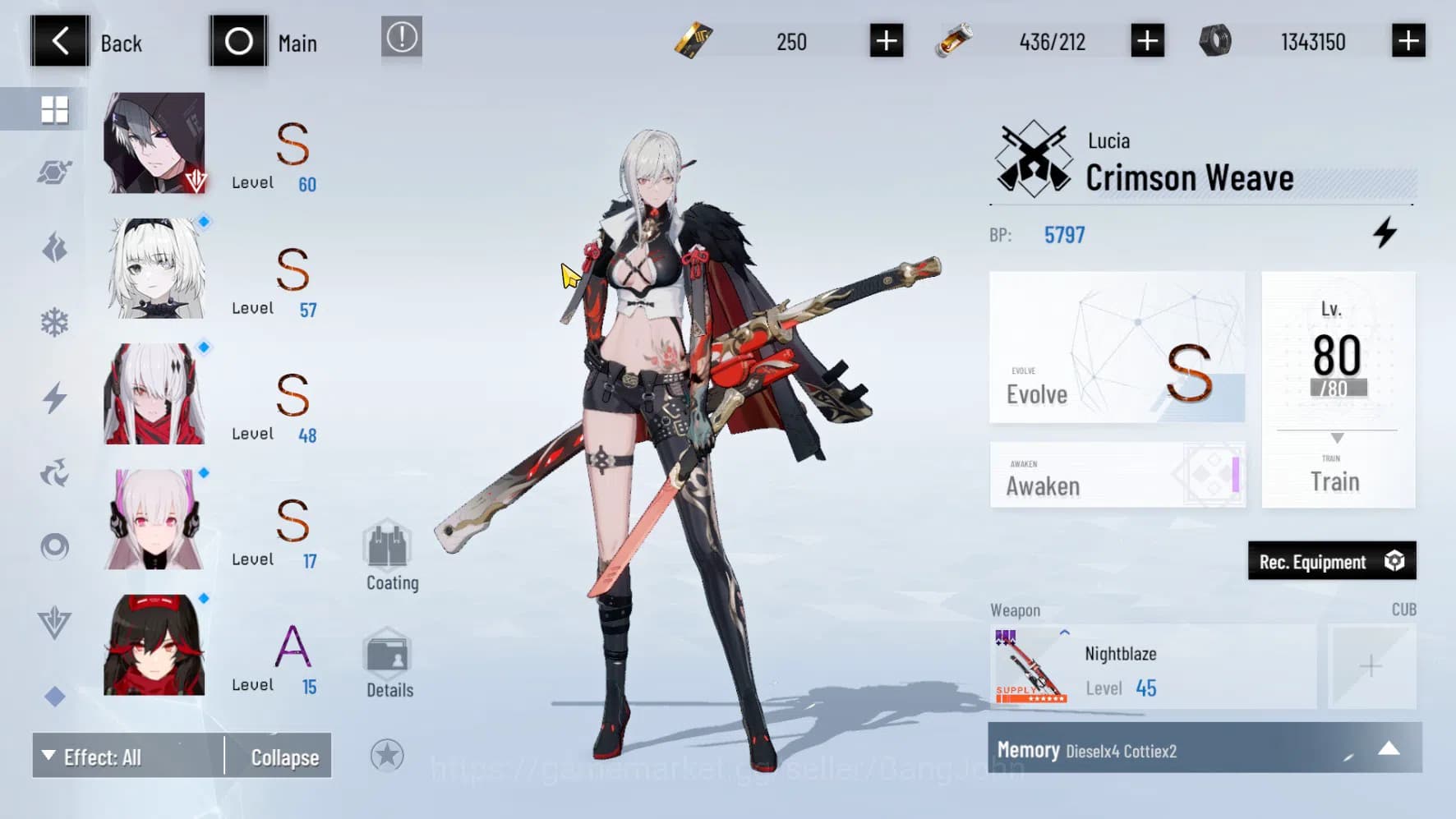 Punishing: Gray Raven Accounts ASIA PACIFIC | LEVEL 74 | Lucia Tsubaki Skin | Nir image 8