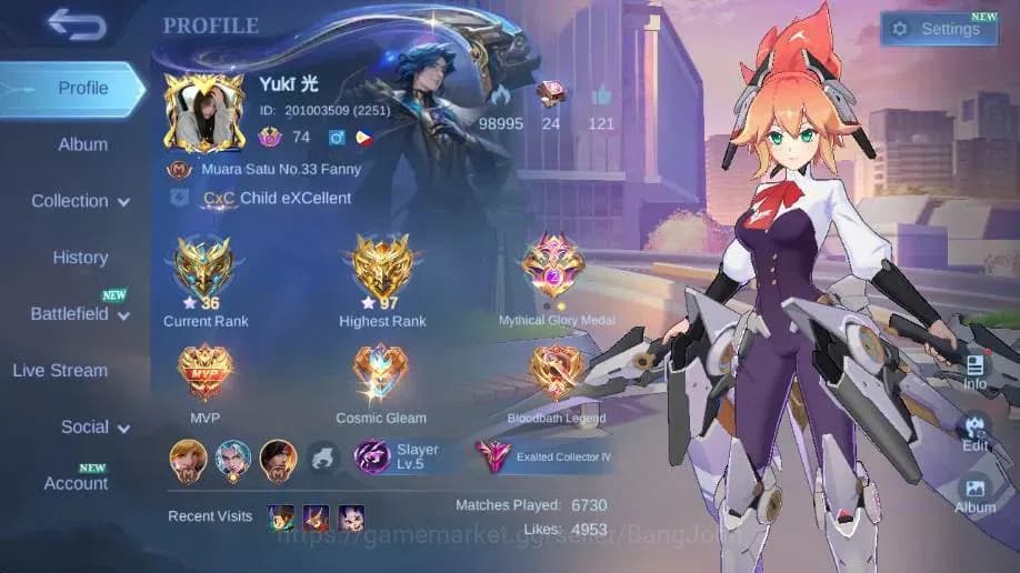 Mobile Legends: Bang Bang Accounts Global|Hero 129|Skin 307|Exalted|Legend Gusion|CC image 1