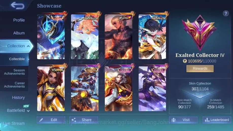 Mobile Legends: Bang Bang Accounts Global|Hero 129|Skin 307|Exalted|Legend Gusion|CC image 2