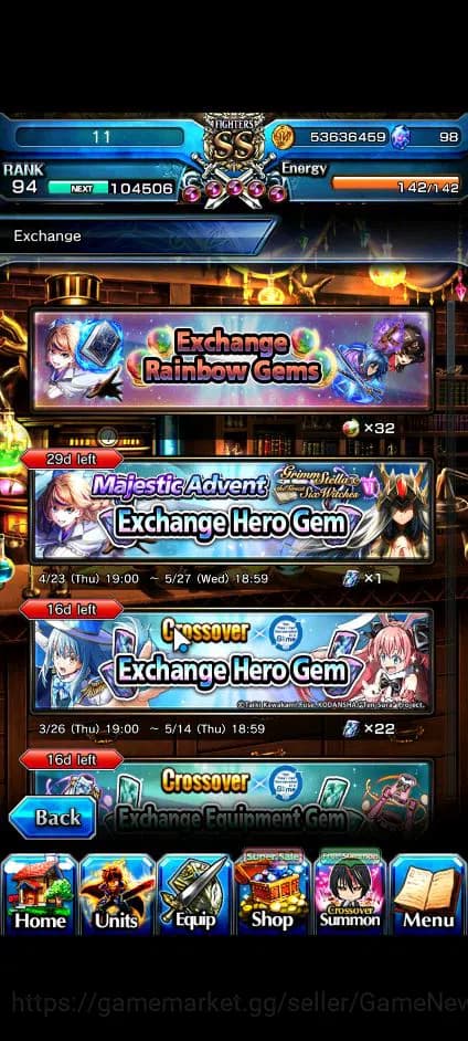 Grand Summoners Accounts Global|Rank 94|23 Ascend+5 TW|[Emiya,Frieren,Chloe image 10