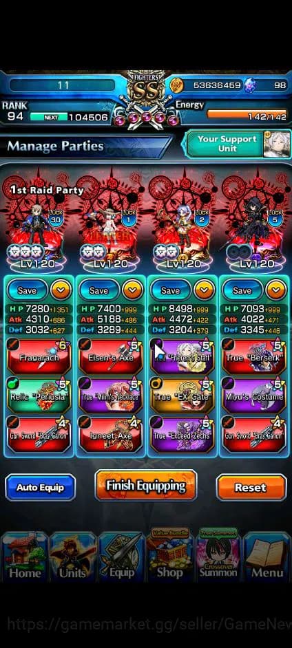 Grand Summoners Accounts Global|Rank 94|23 Ascend+5 TW|[Emiya,Frieren,Chloe image 16