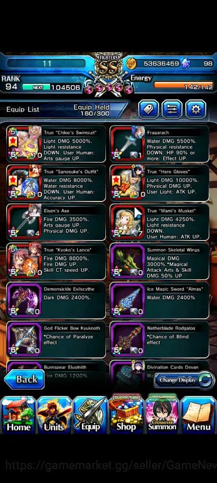 Grand Summoners Accounts Global|Rank 94|23 Ascend+5 TW|[Emiya,Frieren,Chloe image 6