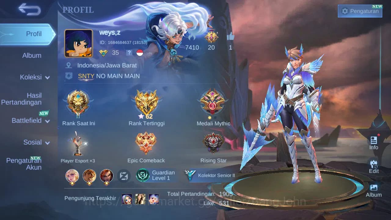 Mobile Legends: Bang Bang Accounts GLOBAL Hero 66 Skin 92 | Dtamer Valir Kimmy | Epic image 13