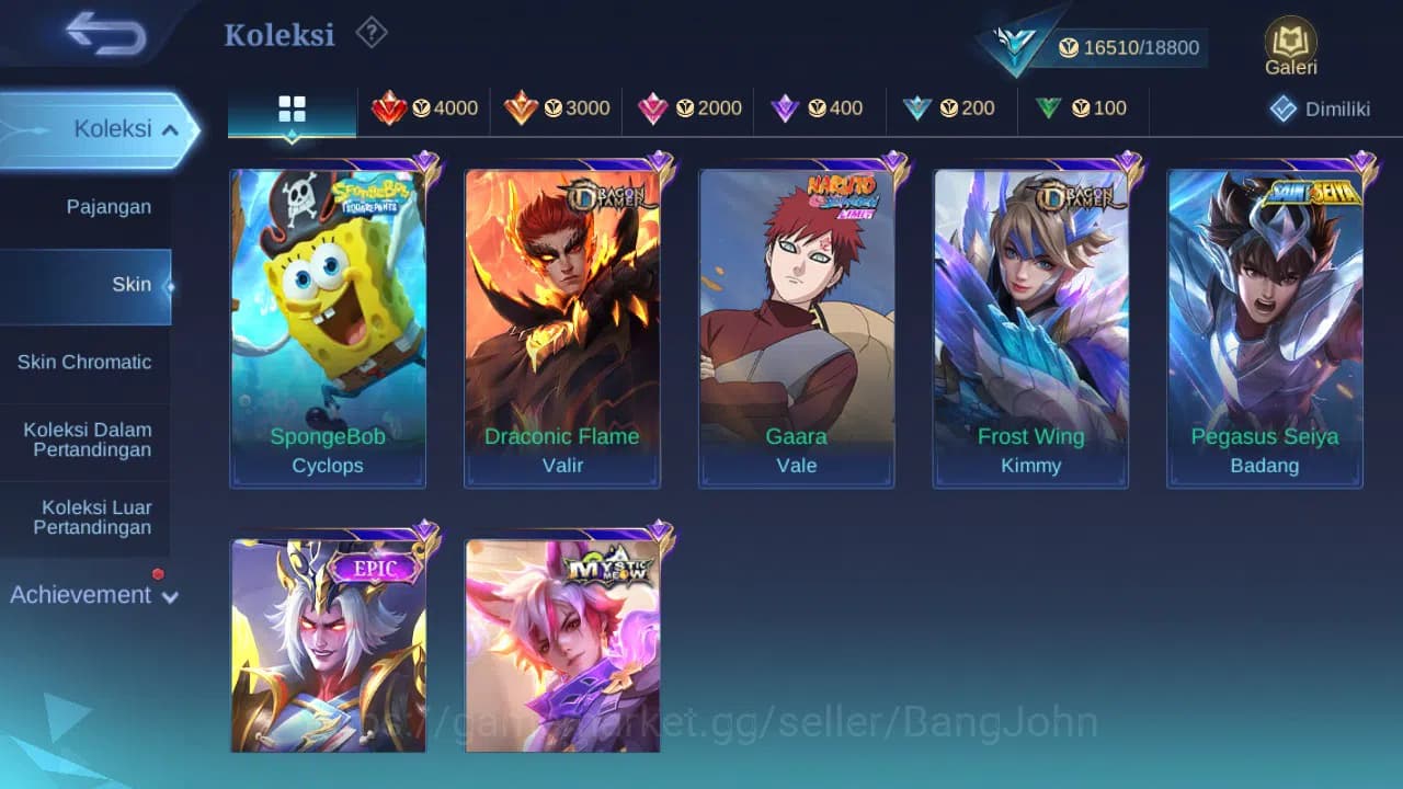 Mobile Legends: Bang Bang Accounts GLOBAL Hero 66 Skin 92 | Dtamer Valir Kimmy | Epic image 2