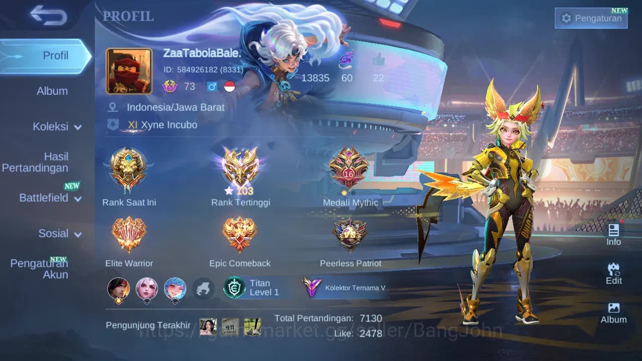 Mobile Legends: Bang Bang Accounts Hero 122 Skin 206 | Champion Joy | KOF Karina | CC image 1