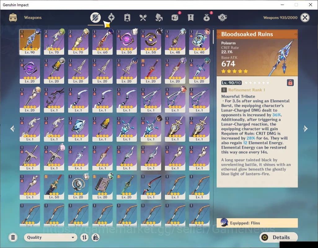Genshin Impact Accounts ASIA|AR 55|Prime Team Flins|6Limited+1(*5Weapon)Fl image 12