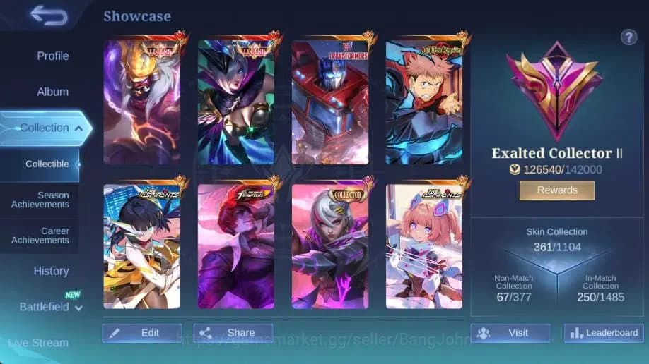 Mobile Legends: Bang Bang Accounts Global|Hero 132 Skin 361|Exalted|Legend Miya+Franc image 2