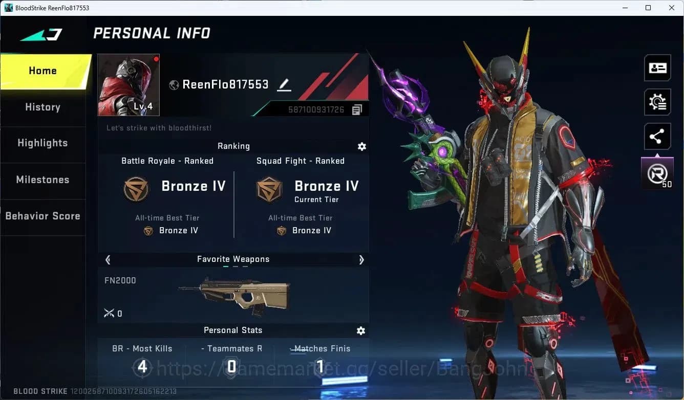 Blood Strike Accounts ASIA| 7DS: QBZ95, Playpal Oslo | 2 Ultra Strikers image 1