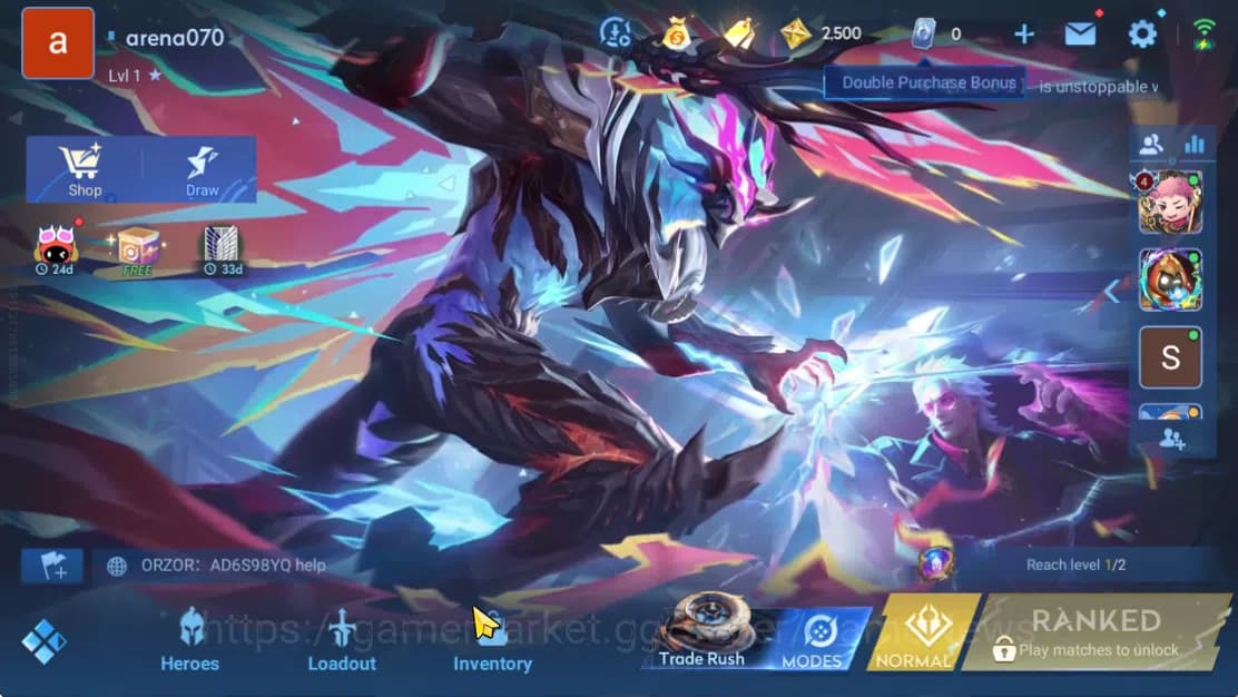 Honor of Kings Accounts Hero 7 |Starter with Legend Skin Selection Chest(D image 2