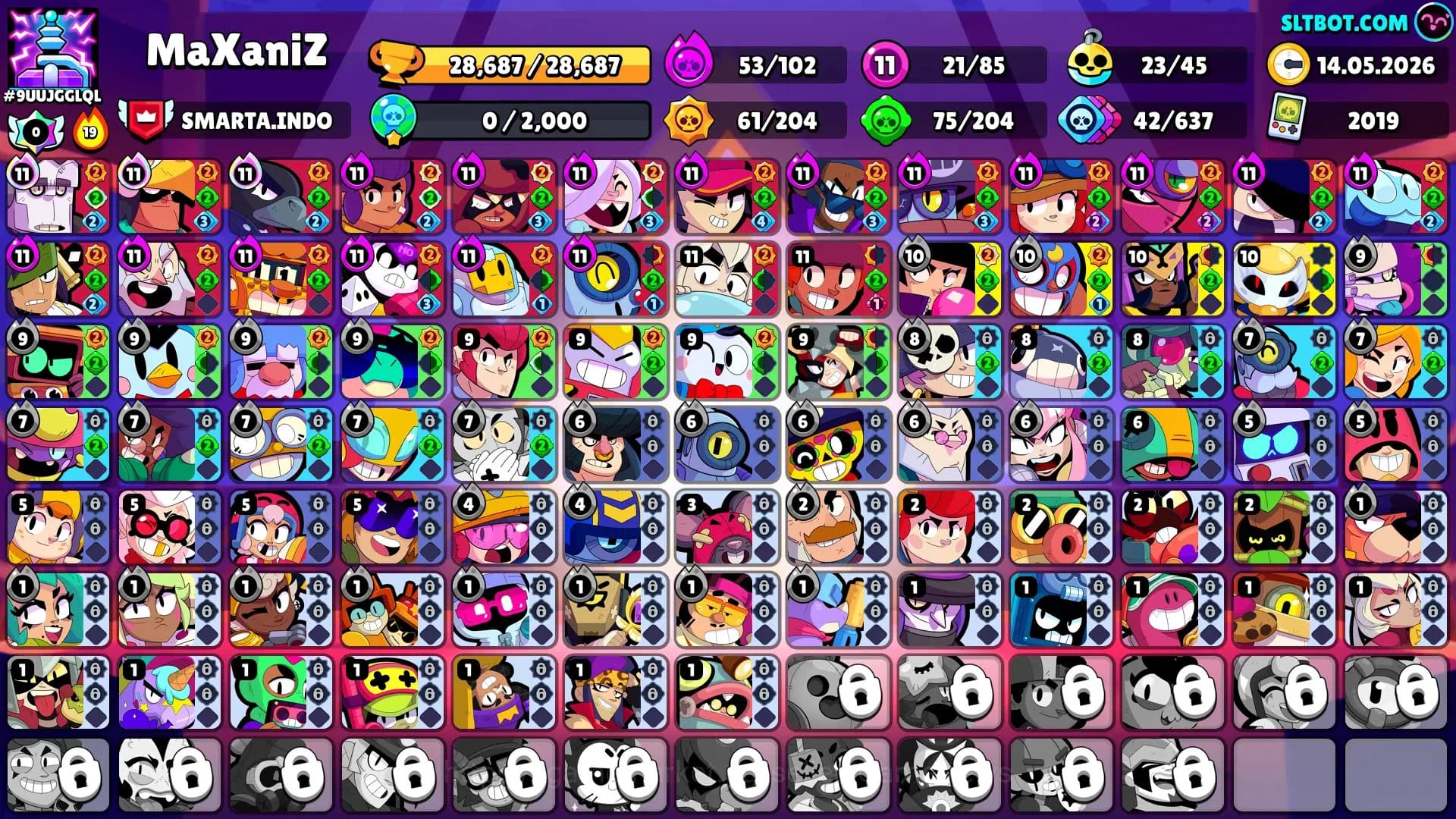 Brawl Stars Accounts 28K Trophy|85 Brawlers 28 Max Lvl|309 Skins|2 Hypc image 1