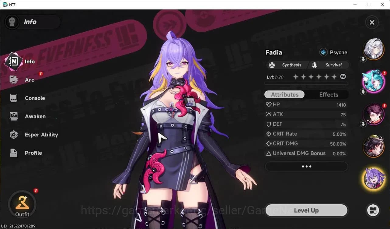 Neverness to Everness Accounts Global NA|HL 3| 3 SSR Hotori, Fadia, Hathor +1 S-C image 2
