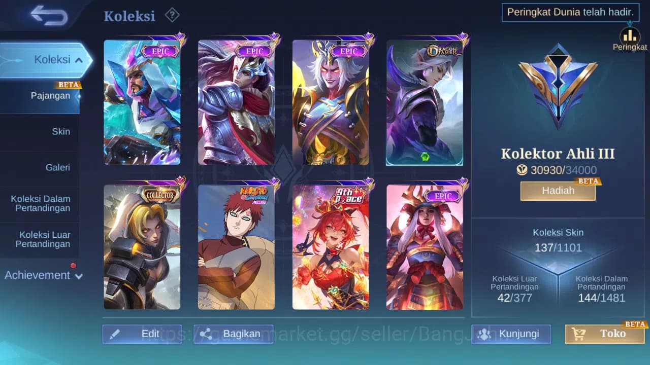 Mobile Legends: Bang Bang Accounts GLOBAL Hero 96 Skin 137 CC Nata | Epic Khaleed Lan image 9