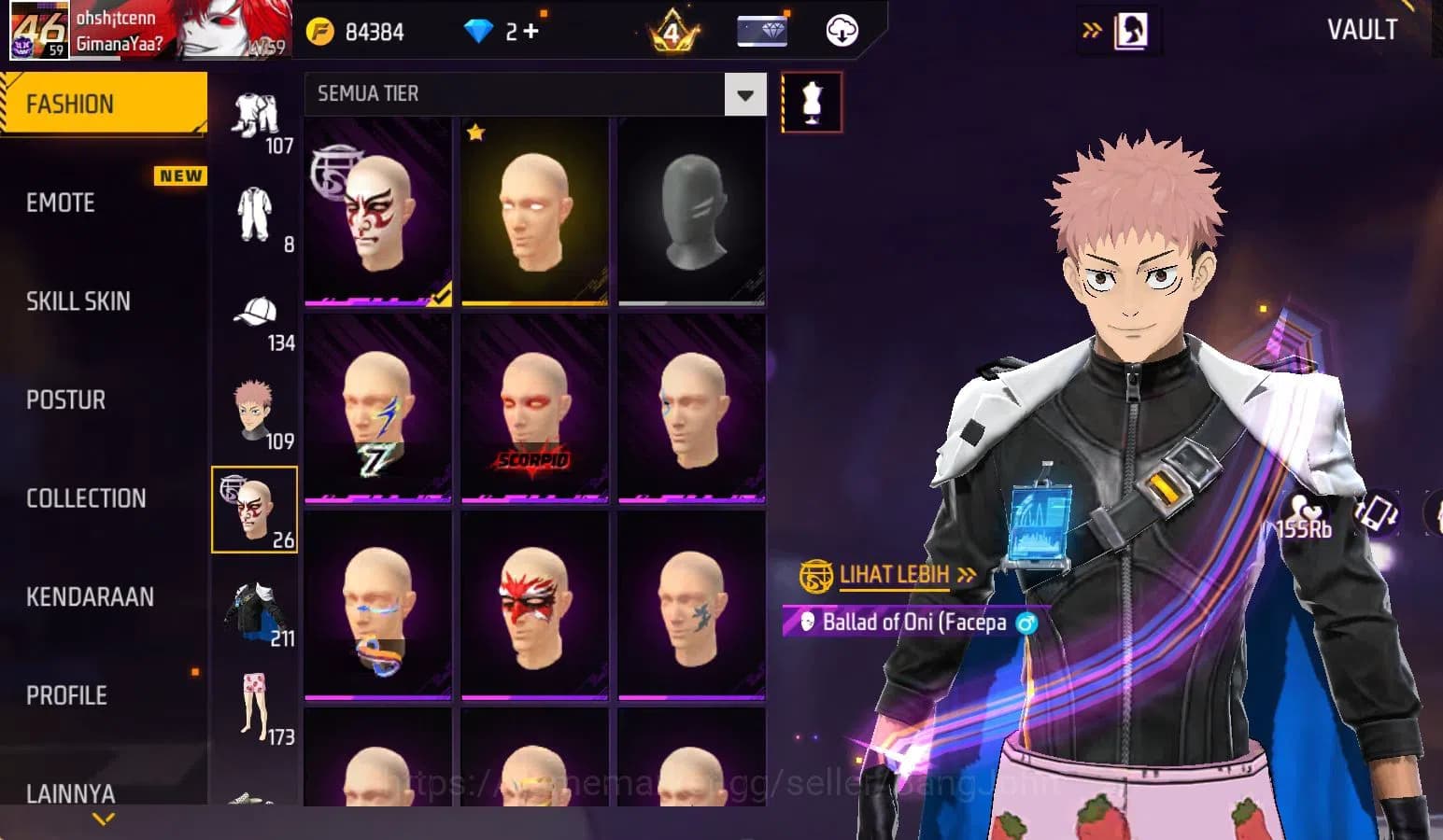 Free Fire Accounts Indonesia, vault 211, SG TROMPET,EVO STRELING LVL image 11