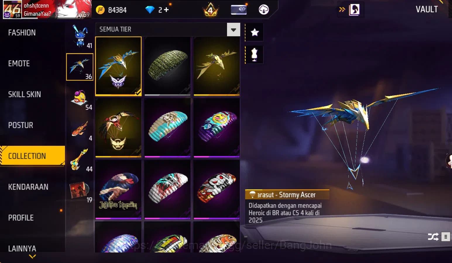 Free Fire Accounts Indonesia, vault 211, SG TROMPET,EVO STRELING LVL image 17