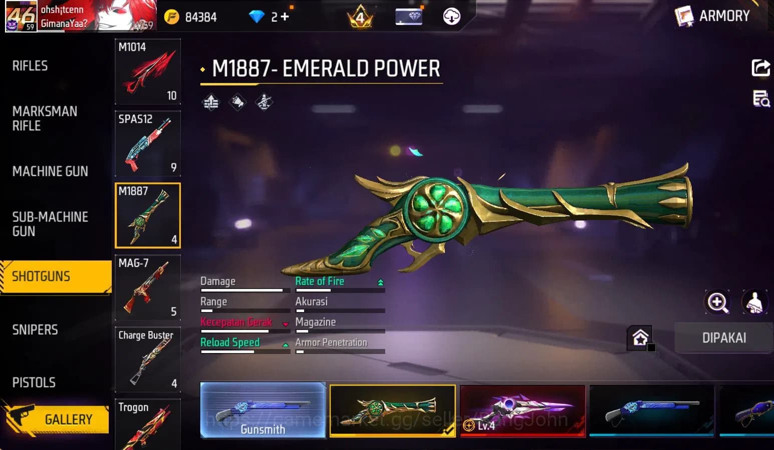 Free Fire Accounts Indonesia, vault 211, SG TROMPET,EVO STRELING LVL image 3