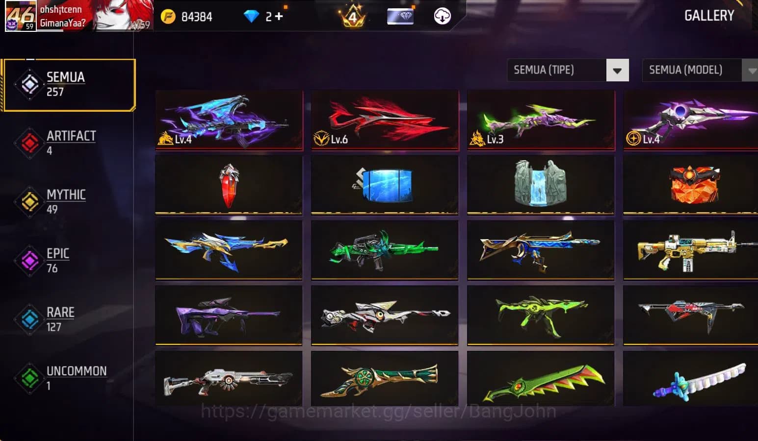 Free Fire Accounts Indonesia, vault 211, SG TROMPET,EVO STRELING LVL image 6