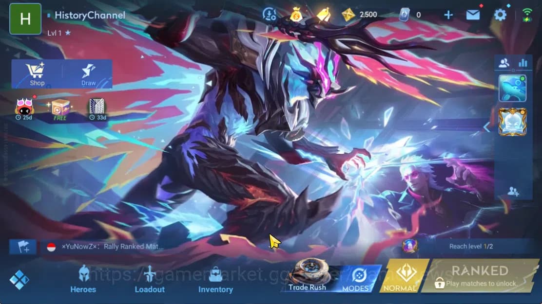 Honor of Kings Accounts Hero 7 |Starter with Legend Skin Selection Chest(D image 1
