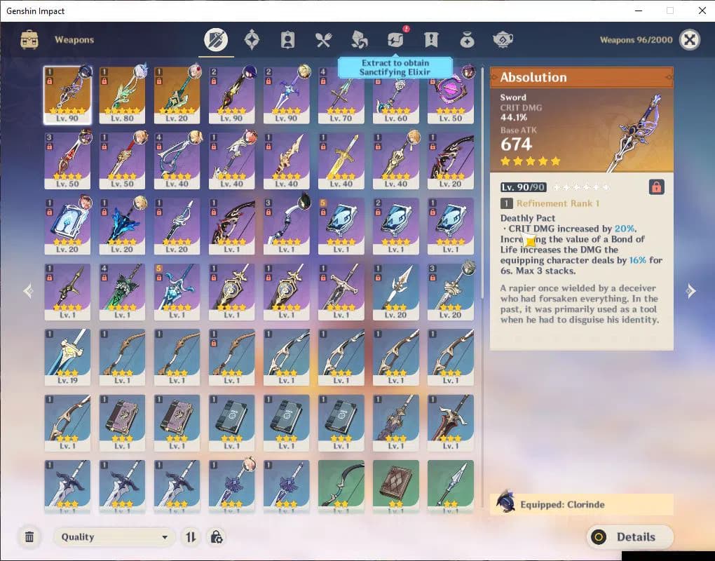 Genshin Impact Accounts ASIA|AR 55|4 Limit+3(*5WeP)|Clorinde+Sign,Skirk,Ra image 4