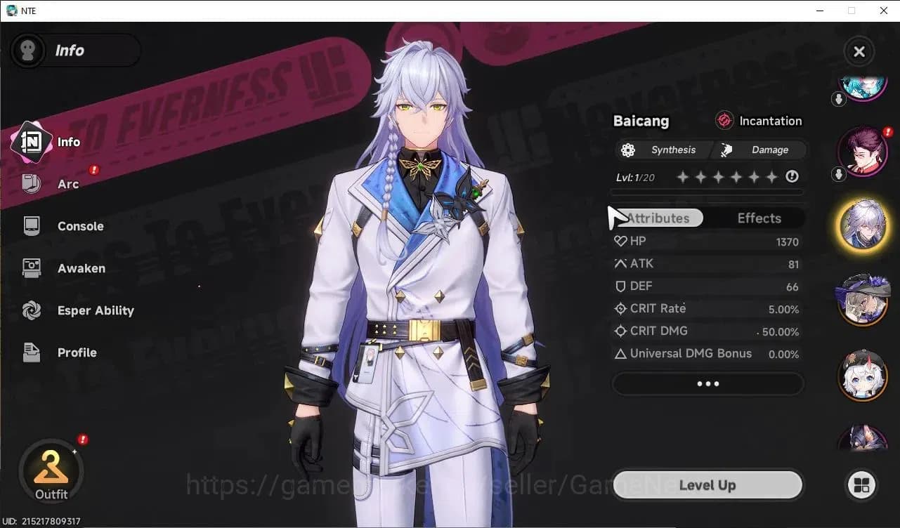 Neverness to Everness Accounts Global EU|HL 3| 3 SSR Jiuyuan, Sakiri, Baicang |Ti image 3