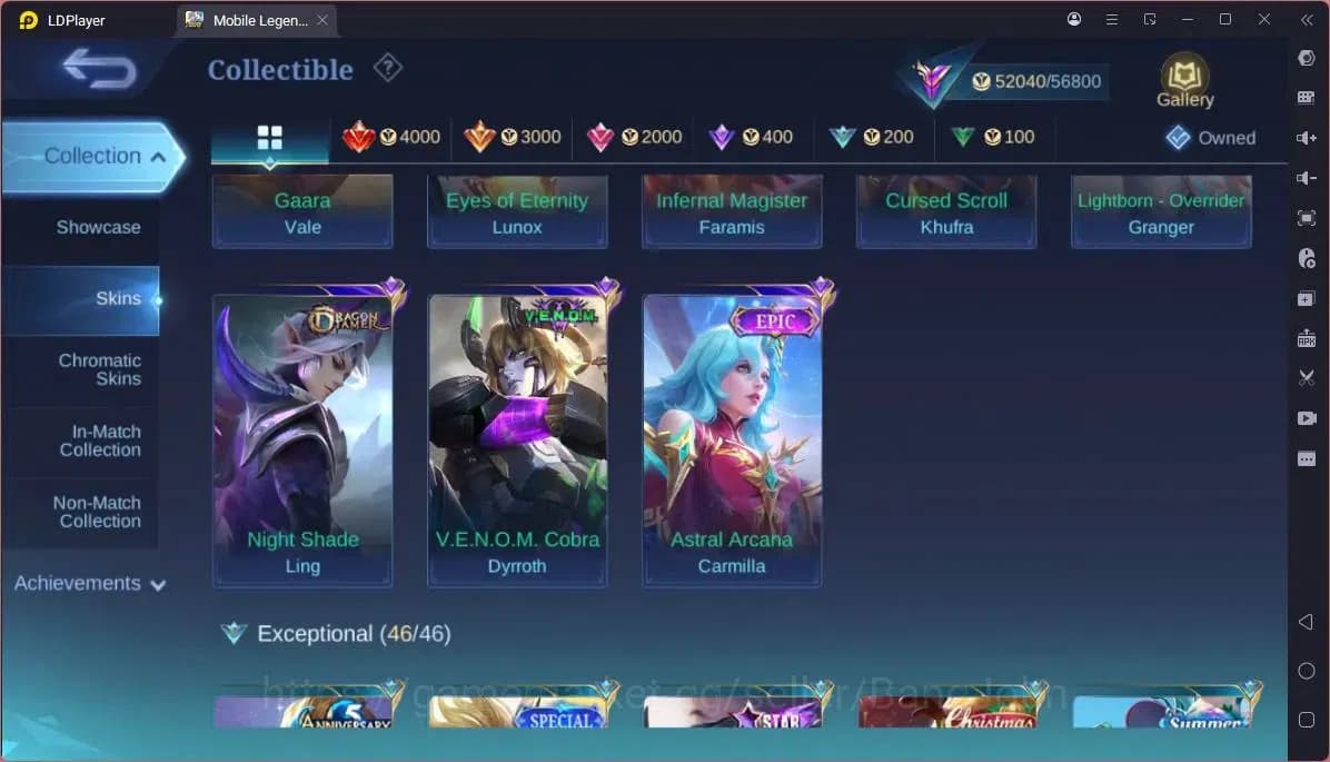 Mobile Legends: Bang Bang Accounts GLOBAL Hero 132 Skin 255|KOF Karina|CC Natalia|Va image 1
