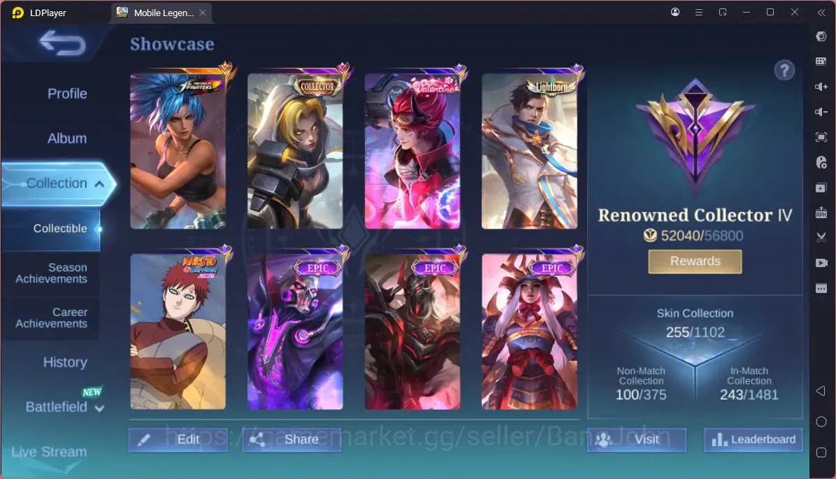Mobile Legends: Bang Bang Accounts GLOBAL Hero 132 Skin 255|KOF Karina|CC Natalia|Va image 13