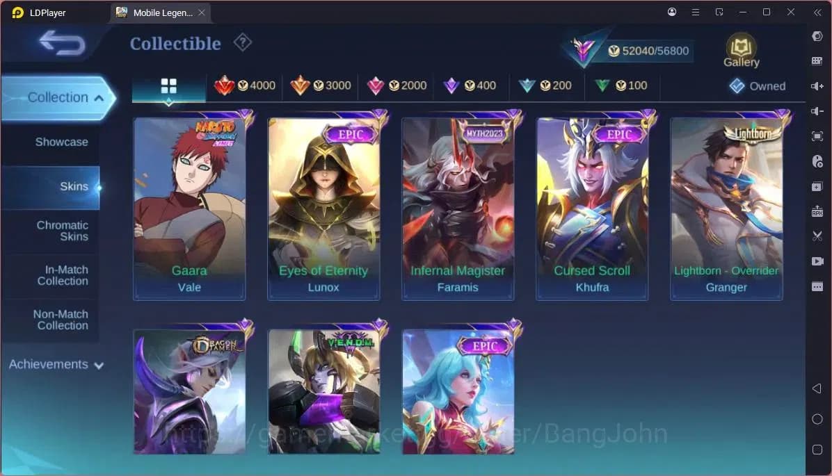 Mobile Legends: Bang Bang Accounts GLOBAL Hero 132 Skin 255|KOF Karina|CC Natalia|Va image 2