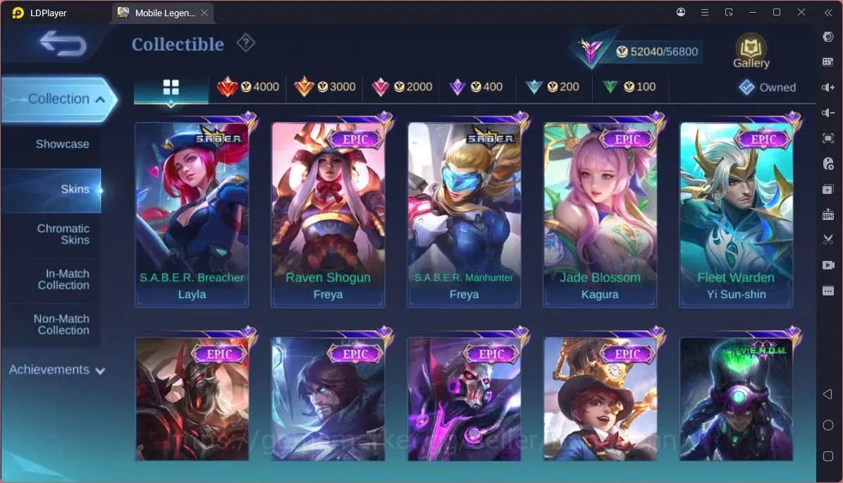 Mobile Legends: Bang Bang Accounts GLOBAL Hero 132 Skin 255|KOF Karina|CC Natalia|Va image 5