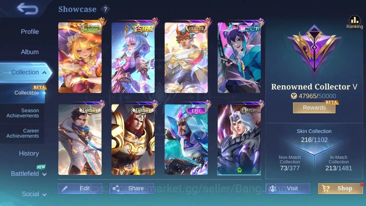 Mobile Legends: Bang Bang Accounts GLOBAL Hero 129 Skin 216|SEASON Floryn|CC Tigreal| image 2