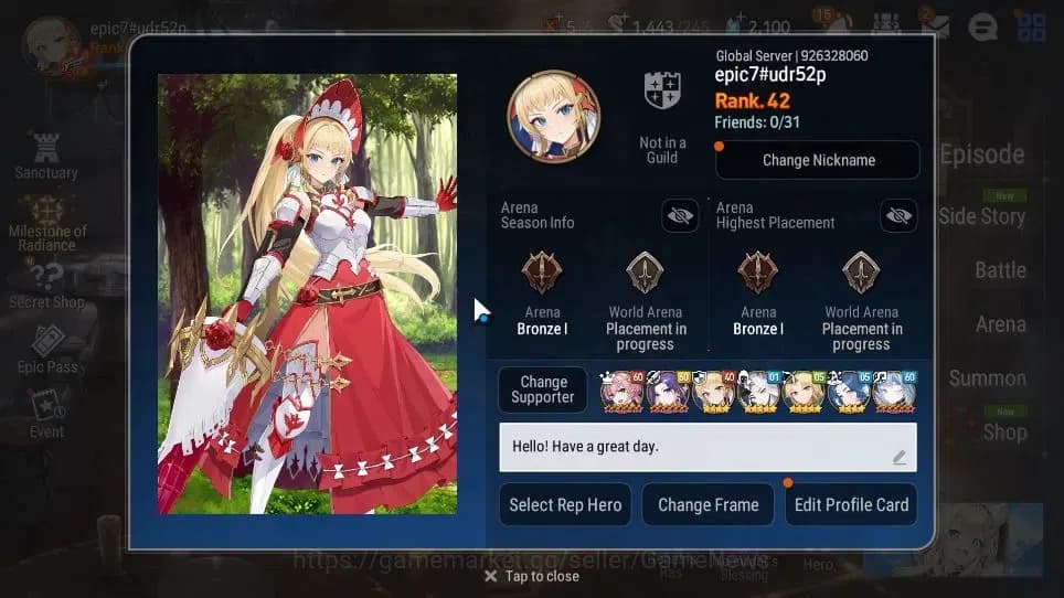 Epic Seven Accounts GLOBAL Unverif|New Era|6 ML(Salome,A Tywin,Har set image 2