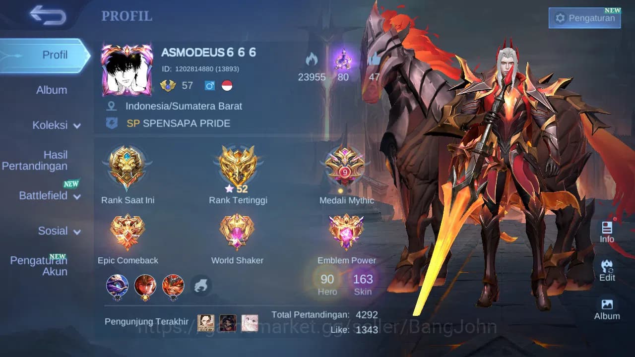 Mobile Legends: Bang Bang Accounts GLOBAL Hero 90 Skin 163 | Luckybox Leomord | Coven image 16