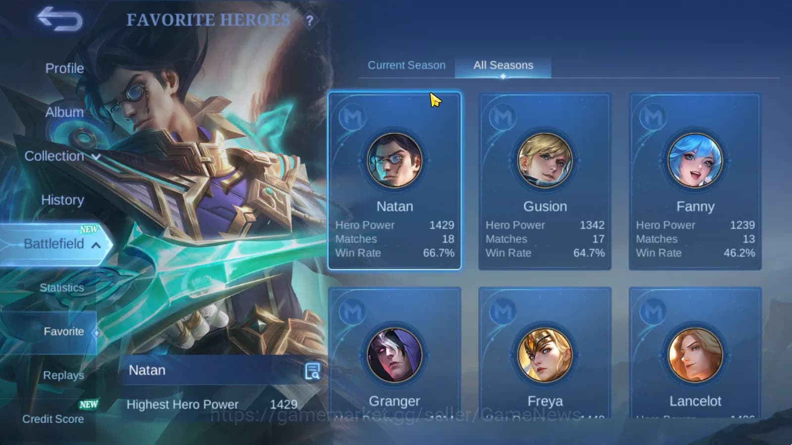 Mobile Legends: Bang Bang Accounts Hero 56|Skin 31|Naruto Vale,Create Granger,Summer image 11