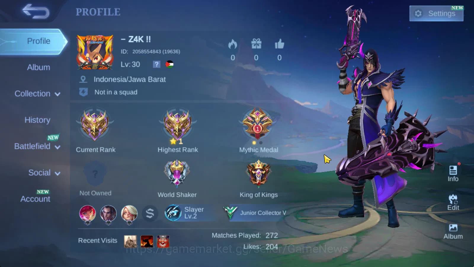 Mobile Legends: Bang Bang Accounts Hero 56|Skin 31|Naruto Vale,Create Granger,Summer image 14