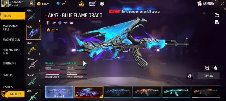 Free Fire Accounts Indonesia|M1887 Sterling Conqueror Lv7|AK47 Blue F image 5