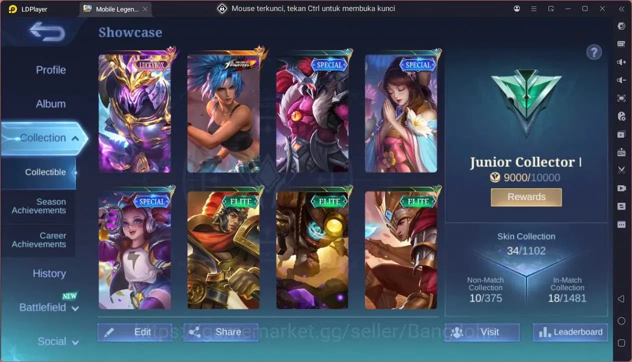 Mobile Legends: Bang Bang Accounts GLOBAL Hero 39 Skin 34|KOF Karina|Luckybox Saber|S image 8