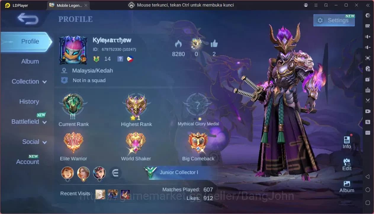 Mobile Legends: Bang Bang Accounts GLOBAL Hero 39 Skin 34|KOF Karina|Luckybox Saber|S image 9
