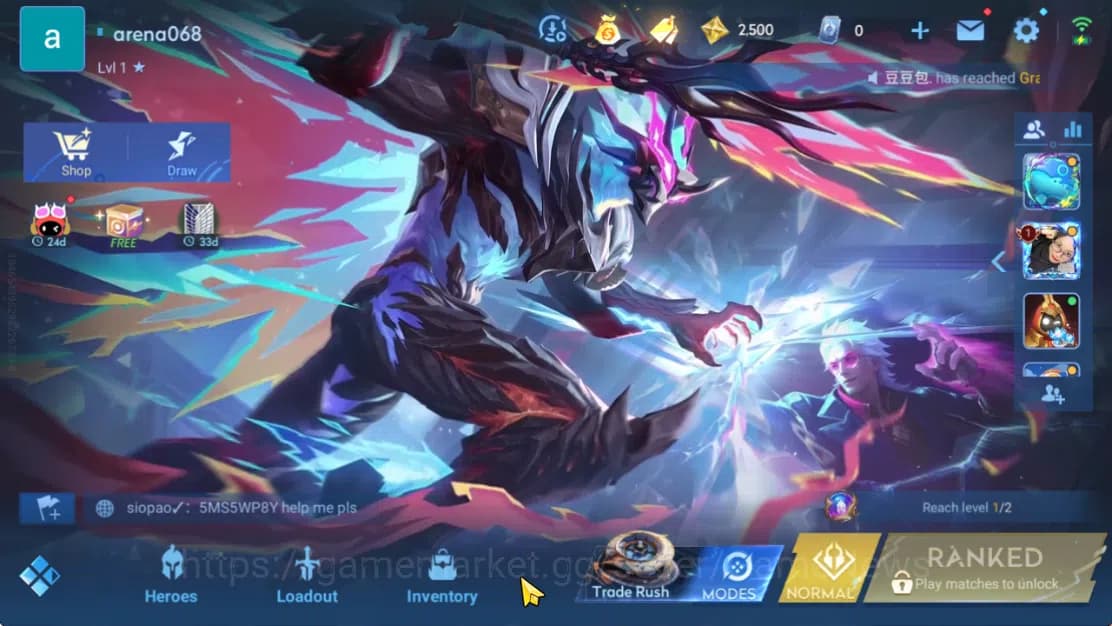 Honor of Kings Accounts Hero 7 |Starter with Legend Skin Selection Chest(D image 2